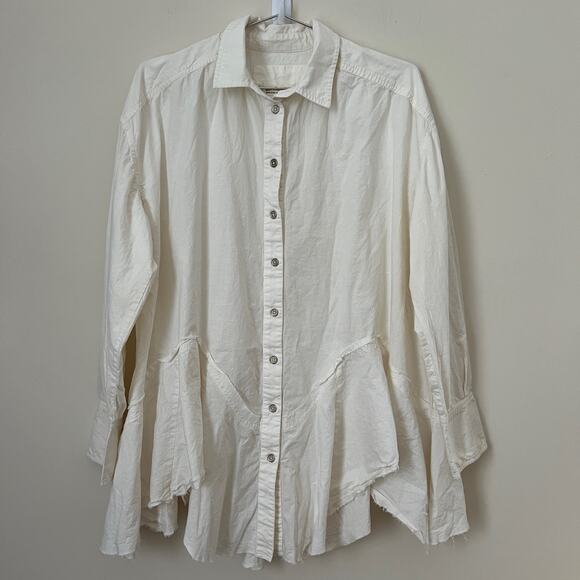 Free People Freya Poplin Button Up Shirt White Size XS - Picture 4 of 15